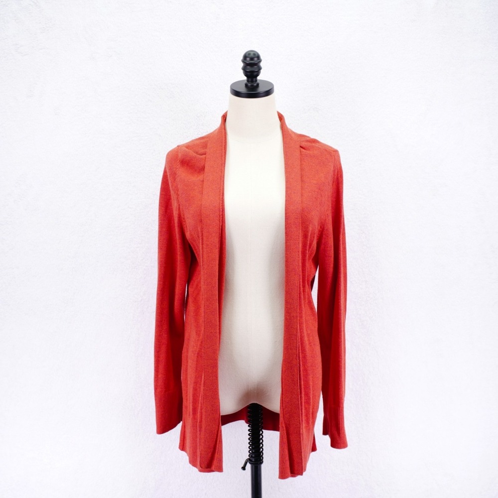 Croft & Barrow -XL- Red Open Front Knit Cardigan Sweater Cotton Modal Long Sleev
